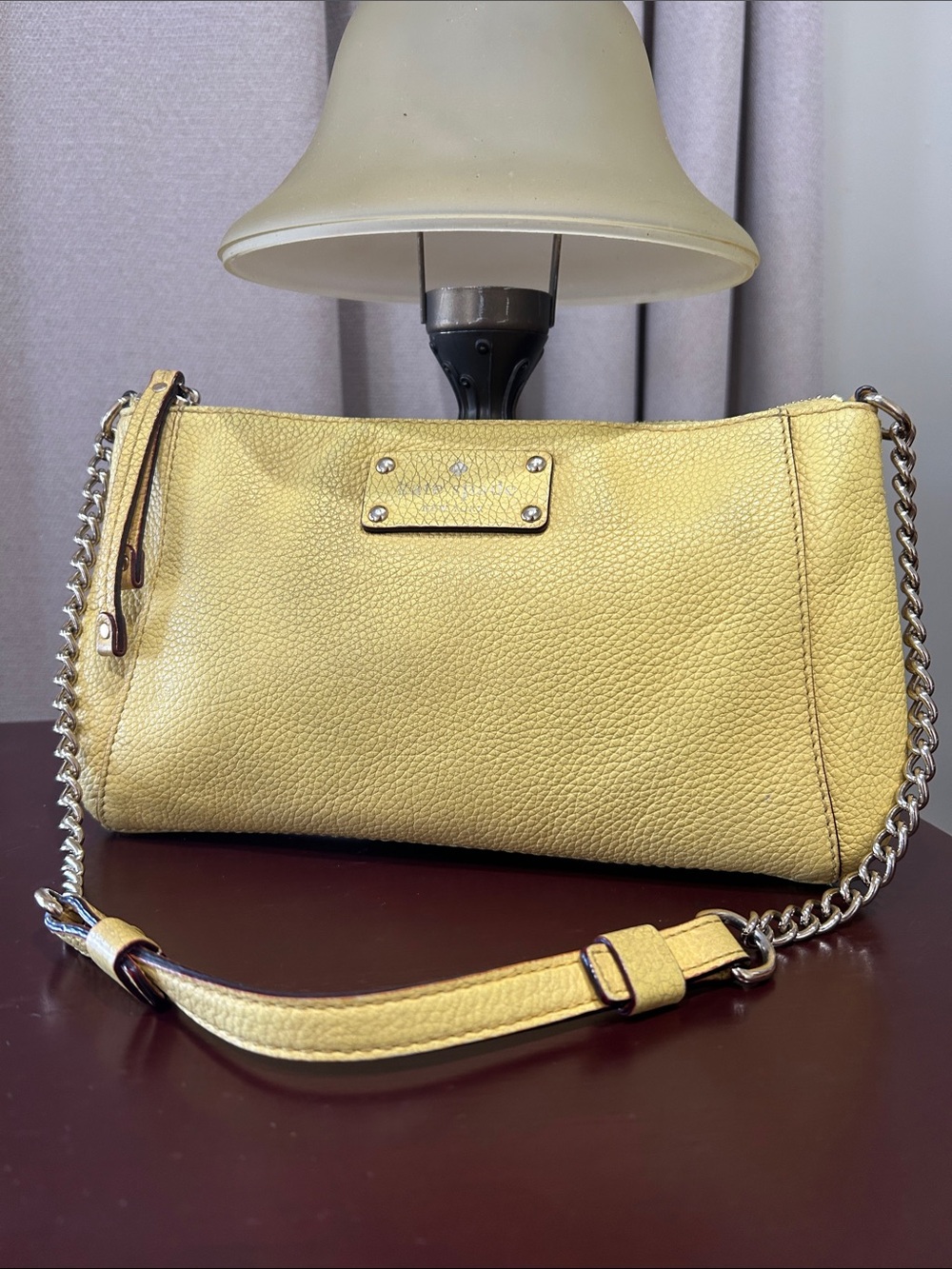 Kate Spade Yellow Leather Chain-Strap Shoulder Bag